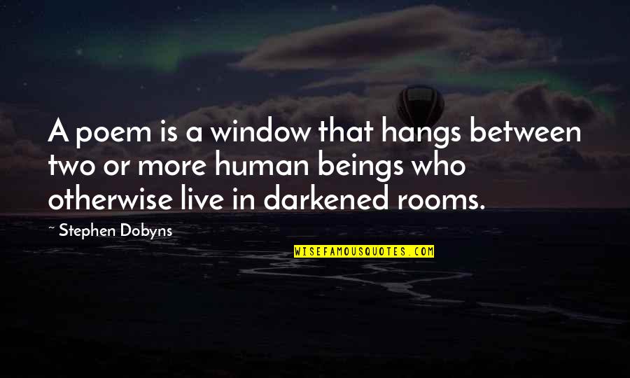 Never Say Bad Things Quotes By Stephen Dobyns: A poem is a window that hangs between Never Say Bad Things Quotes By Stephen Dobyns: A poem is a window that hangs between