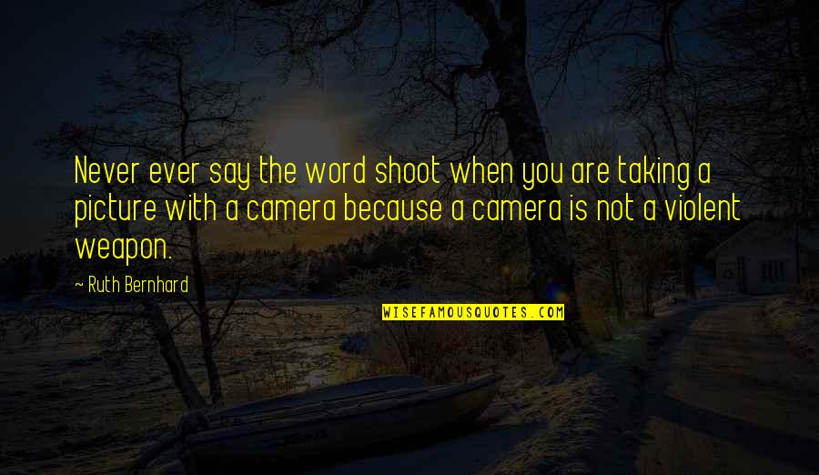 Never Say Never Because Quotes By Ruth Bernhard: Never ever say the word shoot when you Never Say Never Because Quotes By Ruth Bernhard: Never ever say the word shoot when you