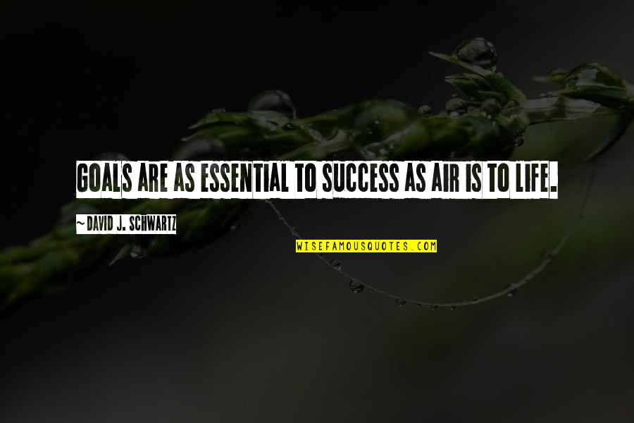 Never Say You Love Me Quotes By David J. Schwartz: Goals are as essential to success as air Never Say You Love Me Quotes By David J. Schwartz: Goals are as essential to success as air