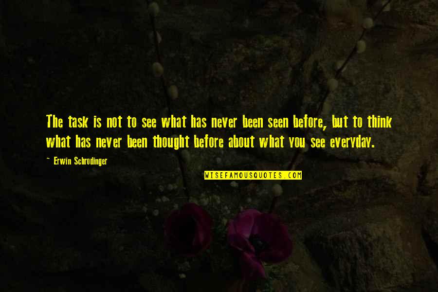 Never Seen Before Quotes By Erwin Schrodinger: The task is not to see what has Never Seen Before Quotes By Erwin Schrodinger: The task is not to see what has