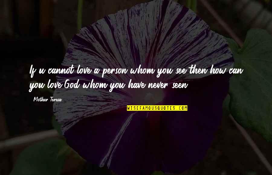Never Seen Love Quotes By Mother Teresa: If u cannot love a person whom you