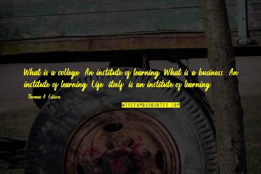 Never Stop Learning Quotes By Thomas A. Edison: What is a college? An institute of learning.
