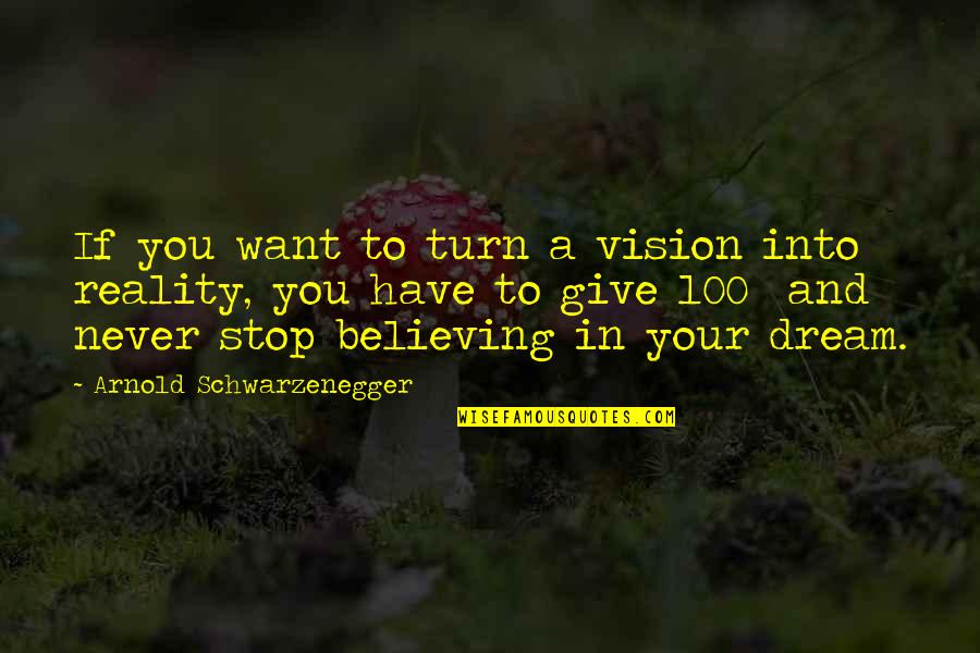 Never Stop Never Give Up Quotes By Arnold Schwarzenegger: If you want to turn a vision into