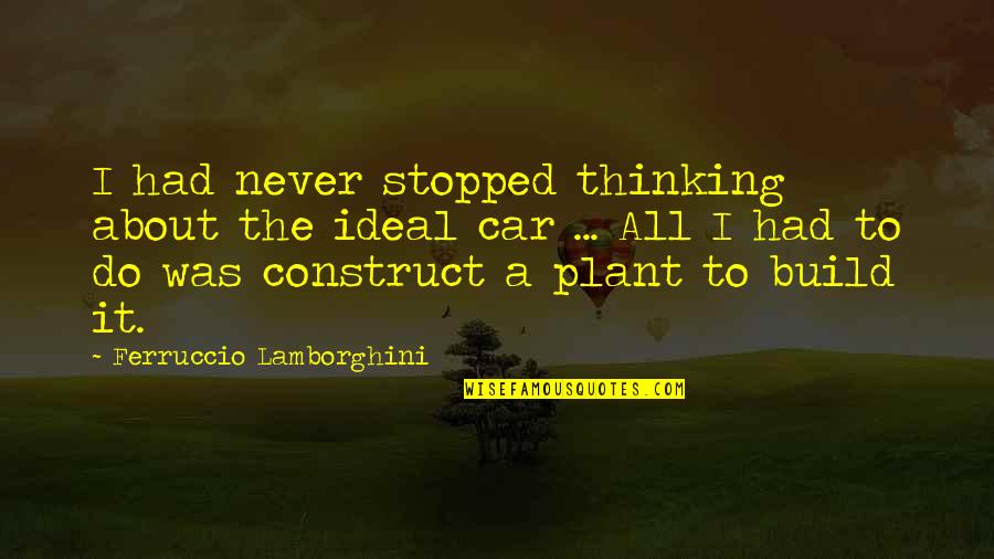 Never Stopped Quotes By Ferruccio Lamborghini: I had never stopped thinking about the ideal Never Stopped Quotes By Ferruccio Lamborghini: I had never stopped thinking about the ideal