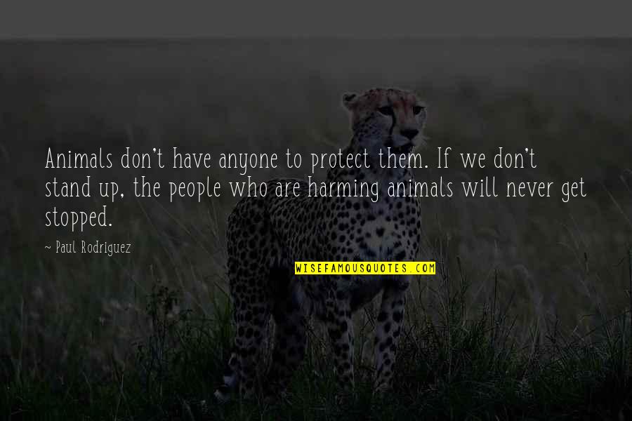 Never Stopped Quotes By Paul Rodriguez: Animals don't have anyone to protect them. If Never Stopped Quotes By Paul Rodriguez: Animals don't have anyone to protect them. If