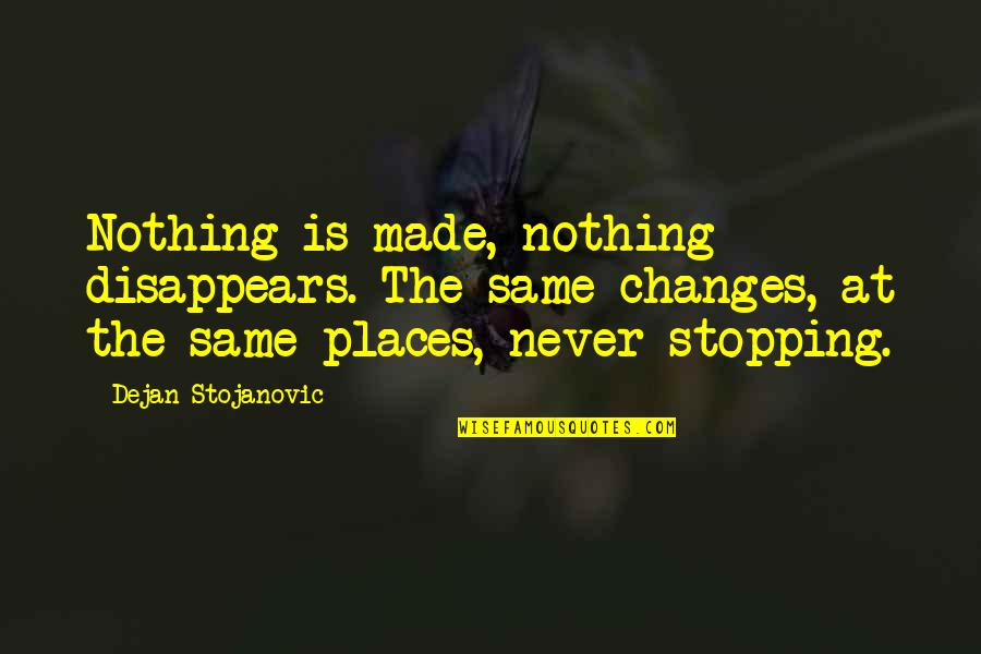 Never Stopping Quotes By Dejan Stojanovic: Nothing is made, nothing disappears. The same changes, Never Stopping Quotes By Dejan Stojanovic: Nothing is made, nothing disappears. The same changes,