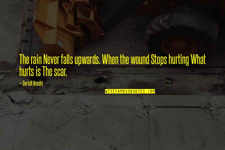 Never Stops Quotes By Bertolt Brecht: The rain Never falls upwards. When the wound