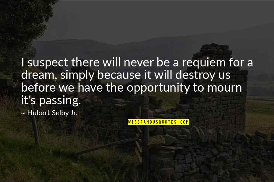 Never Suspect Quotes By Hubert Selby Jr.: I suspect there will never be a requiem