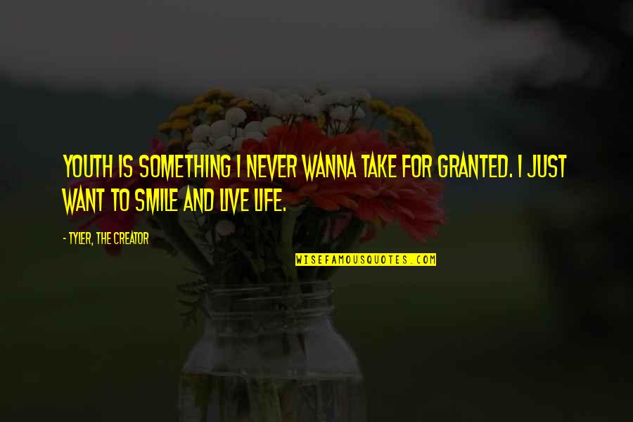 Never Take For Granted Quotes By Tyler, The Creator: Youth is something I never wanna take for