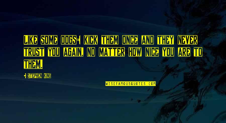 Never Trust You Quotes By Stephen King: Like some dogs: kick them once and they