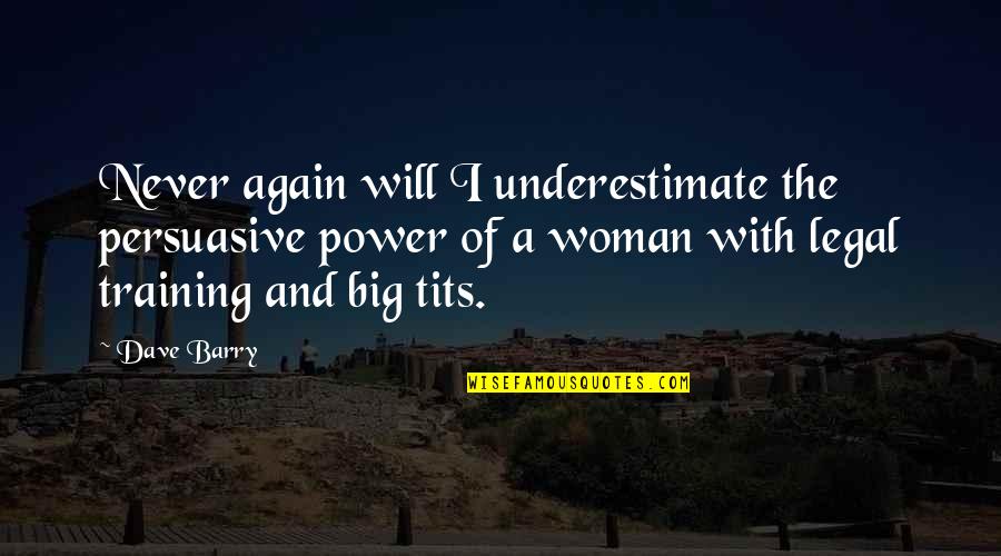 Never Underestimate A Woman Quotes By Dave Barry: Never again will I underestimate the persuasive power