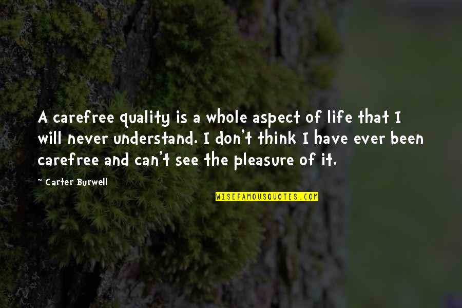 Never Understand Life Quotes By Carter Burwell: A carefree quality is a whole aspect of