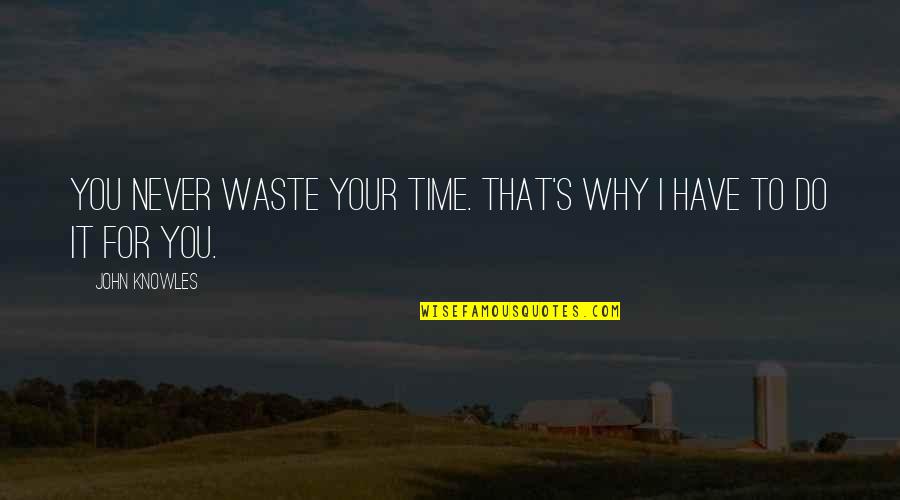 Never Waste Your Time Quotes By John Knowles: You never waste your time. That's why I