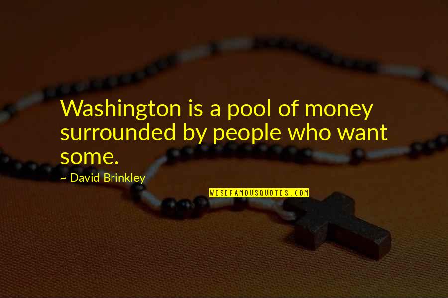 Neverneglect Quotes By David Brinkley: Washington is a pool of money surrounded by Neverneglect Quotes By David Brinkley: Washington is a pool of money surrounded by