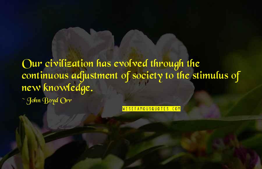 New Adjustment Quotes By John Boyd Orr: Our civilization has evolved through the continuous adjustment