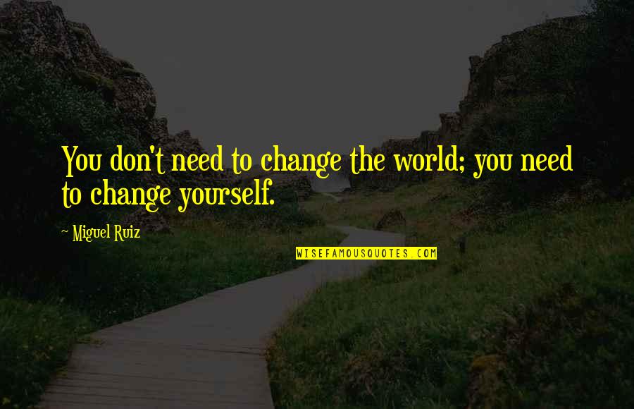 New Age Inspirational Quotes By Miguel Ruiz: You don't need to change the world; you