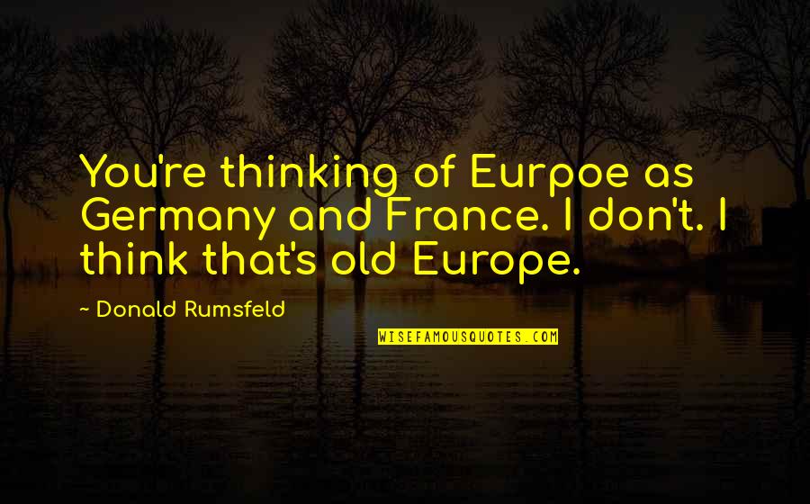 New Beetle Quotes By Donald Rumsfeld: You're thinking of Eurpoe as Germany and France.