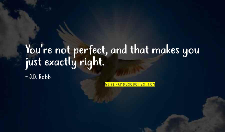 New Beginnings And Goals Quotes By J.D. Robb: You're not perfect, and that makes you just