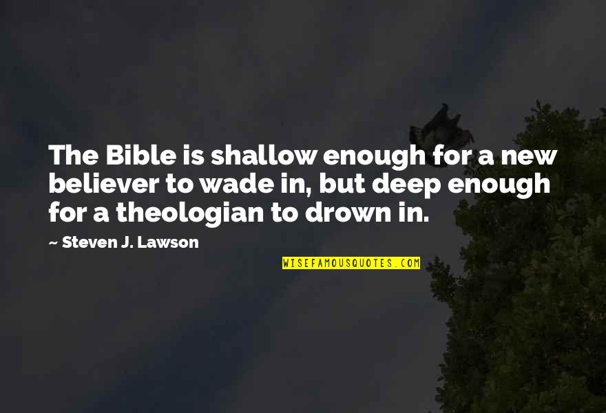 New Believer Bible Quotes By Steven J. Lawson: The Bible is shallow enough for a new