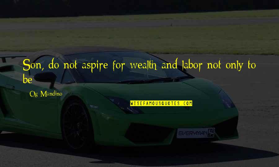 New Born Baby Cards Quotes By Og Mandino: Son, do not aspire for wealth and labor