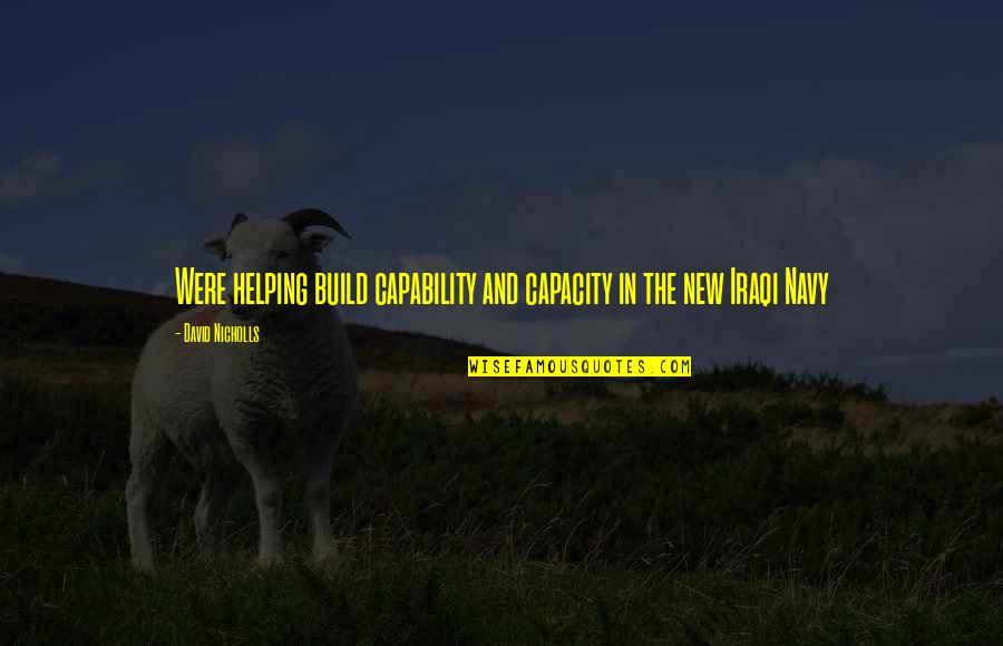 New Build Quotes By David Nicholls: Were helping build capability and capacity in the