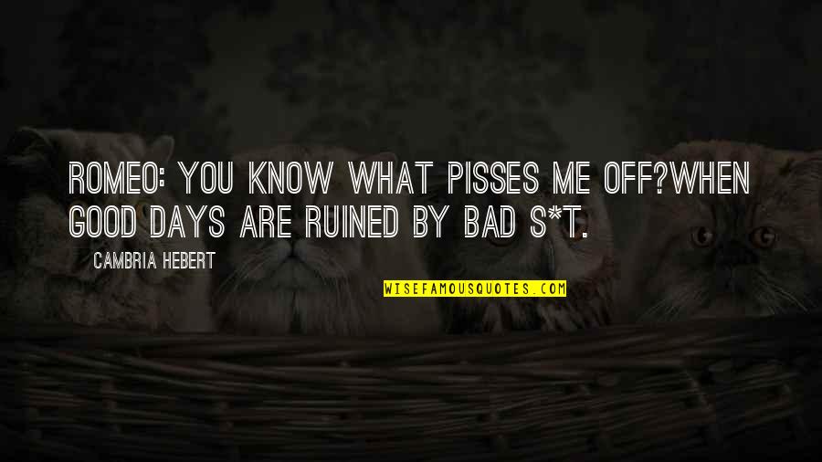 New Days Quotes By Cambria Hebert: Romeo: You know what pisses me off?When good