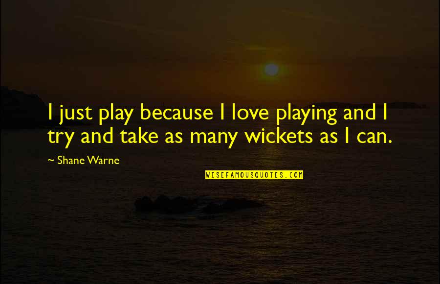 New Horizons Quotes By Shane Warne: I just play because I love playing and