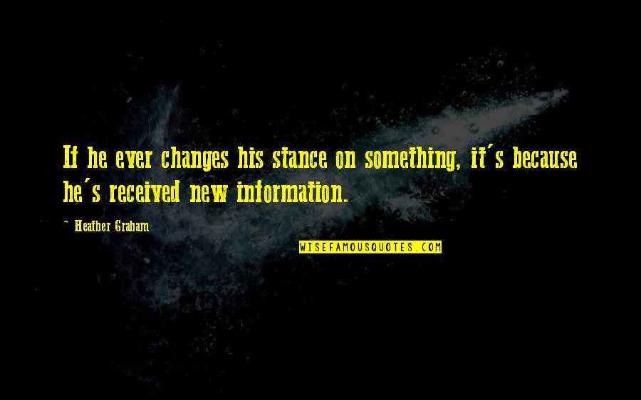 New Information Quotes By Heather Graham: If he ever changes his stance on something, New Information Quotes By Heather Graham: If he ever changes his stance on something,