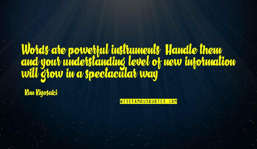 New Information Quotes By Kim Kiyosaki: Words are powerful instruments. Handle them and your New Information Quotes By Kim Kiyosaki: Words are powerful instruments. Handle them and your
