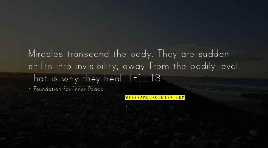 New Joinee Quotes By Foundation For Inner Peace: Miracles transcend the body. They are sudden shifts New Joinee Quotes By Foundation For Inner Peace: Miracles transcend the body. They are sudden shifts