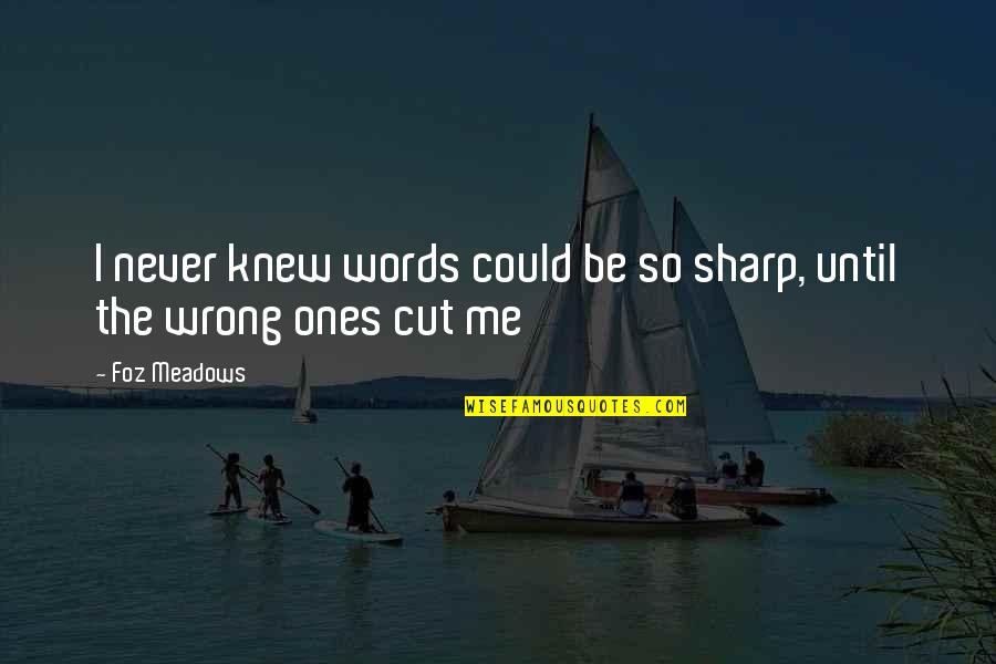 New Journeys In Life Quotes By Foz Meadows: I never knew words could be so sharp,