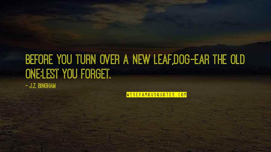 New Leaf Quotes By J.Z. Bingham: Before you turn over a new leaf,dog-ear the