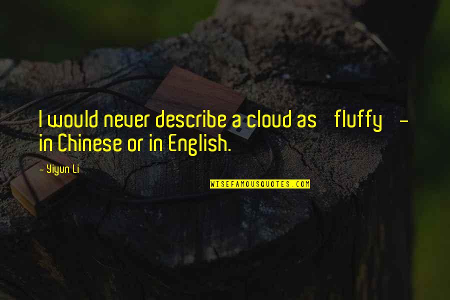 New Member In Our Family Quotes By Yiyun Li: I would never describe a cloud as 'fluffy'