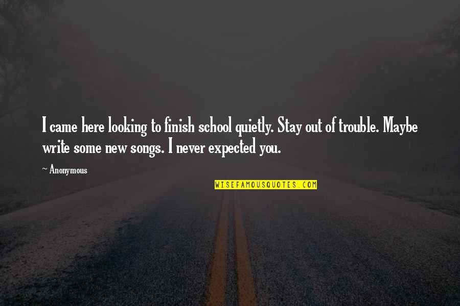 New School Quotes By Anonymous: I came here looking to finish school quietly. New School Quotes By Anonymous: I came here looking to finish school quietly.