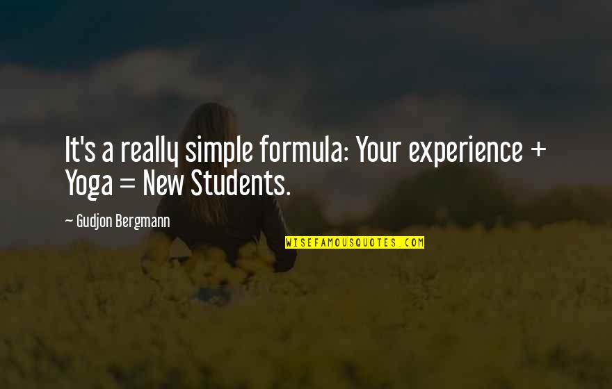 New Teachers Quotes By Gudjon Bergmann: It's a really simple formula: Your experience +