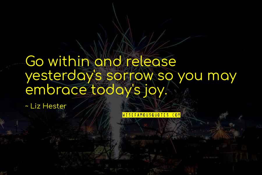 New Vision Quotes By Liz Hester: Go within and release yesterday's sorrow so you