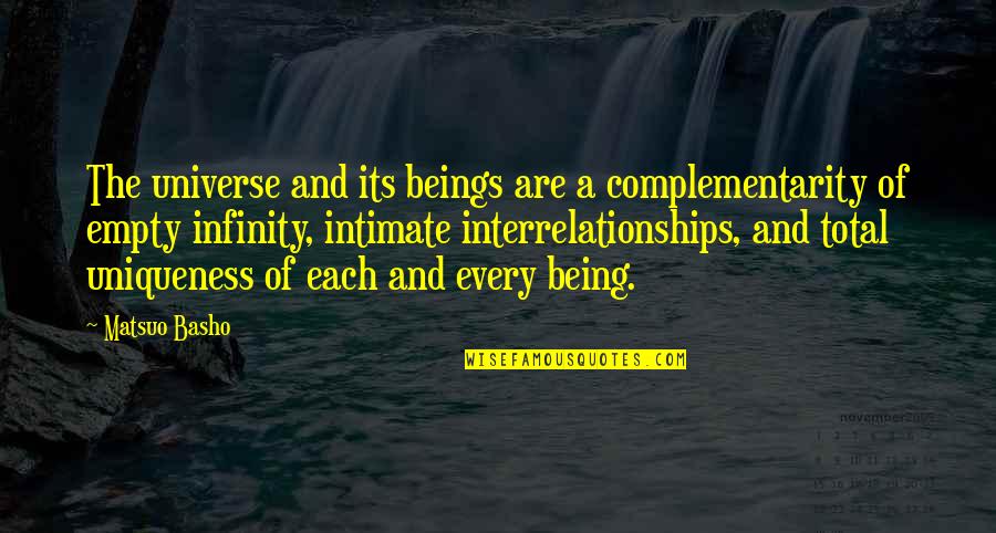 New Workers Quotes By Matsuo Basho: The universe and its beings are a complementarity