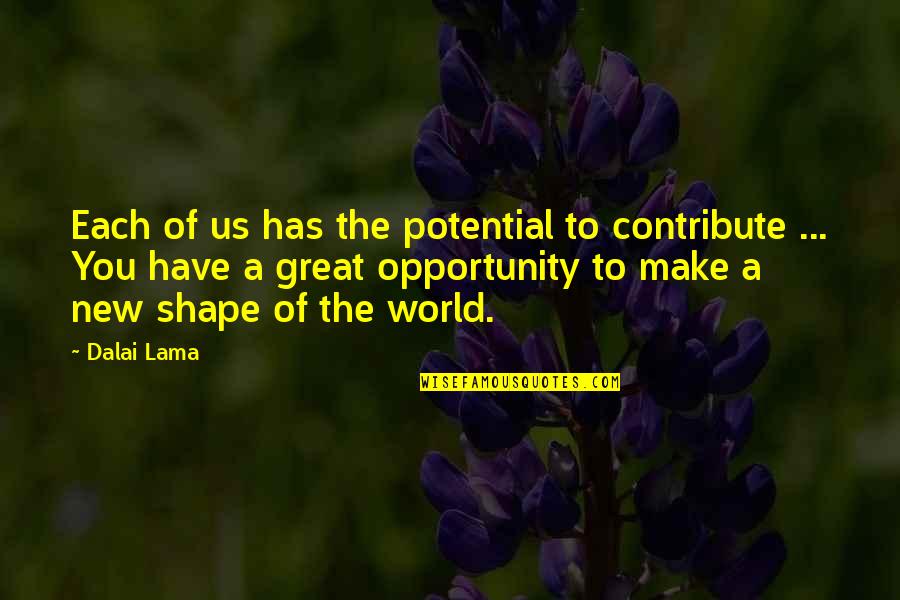 New World Quotes By Dalai Lama: Each of us has the potential to contribute