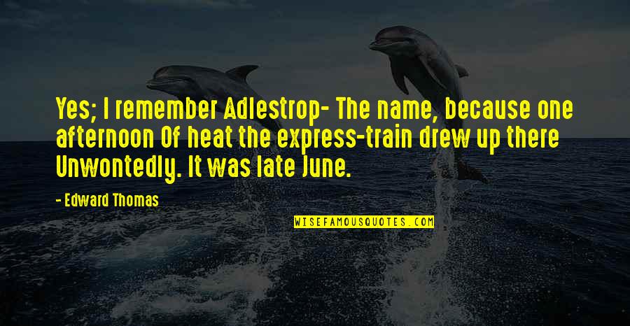 New Year Felt Board Quotes By Edward Thomas: Yes; I remember Adlestrop- The name, because one