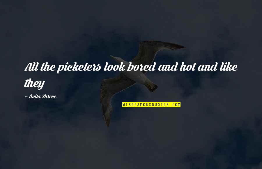 New Year New Energy Quotes By Anita Shreve: All the picketers look bored and hot and New Year New Energy Quotes By Anita Shreve: All the picketers look bored and hot and