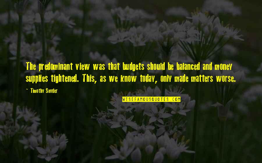 New Year With Boyfriend Quotes By Timothy Snyder: The predominant view was that budgets should be