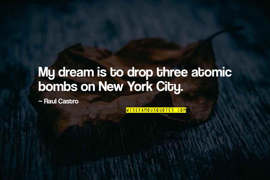 New York City Dream Quotes By Raul Castro: My dream is to drop three atomic bombs