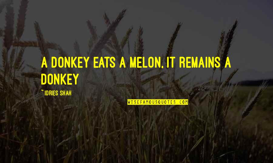 New York City View Quotes By Idries Shah: A donkey eats a melon, it remains a