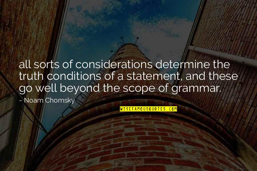 New York Colony Quotes By Noam Chomsky: all sorts of considerations determine the truth conditions New York Colony Quotes By Noam Chomsky: all sorts of considerations determine the truth conditions