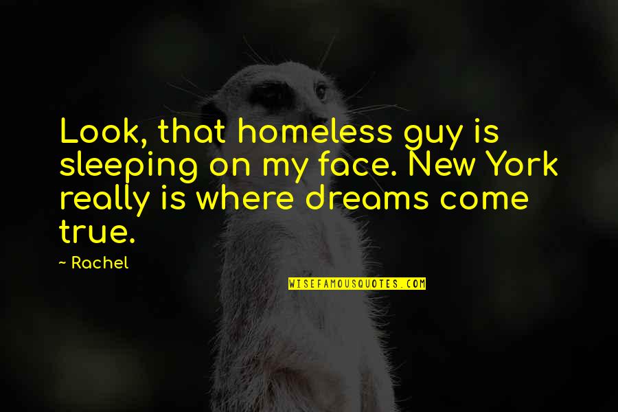 New York Dreams Quotes By Rachel: Look, that homeless guy is sleeping on my