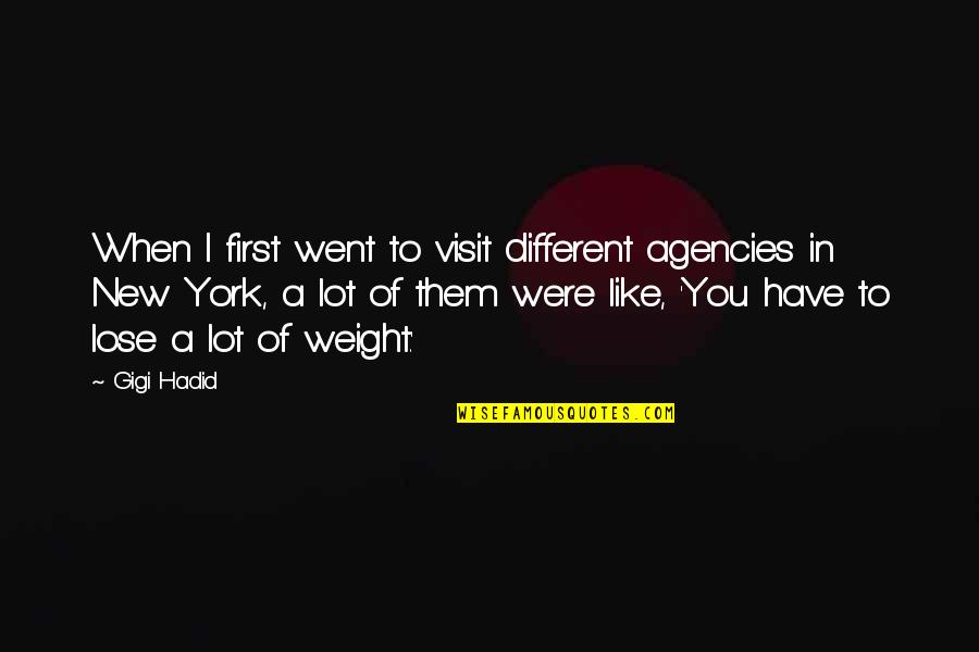 New York Visit Quotes By Gigi Hadid: When I first went to visit different agencies