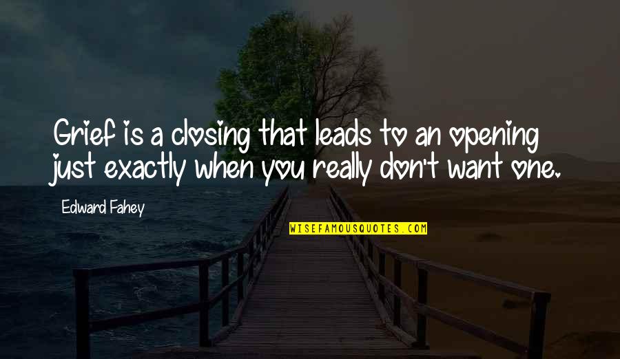 Newcastle Quotes By Edward Fahey: Grief is a closing that leads to an