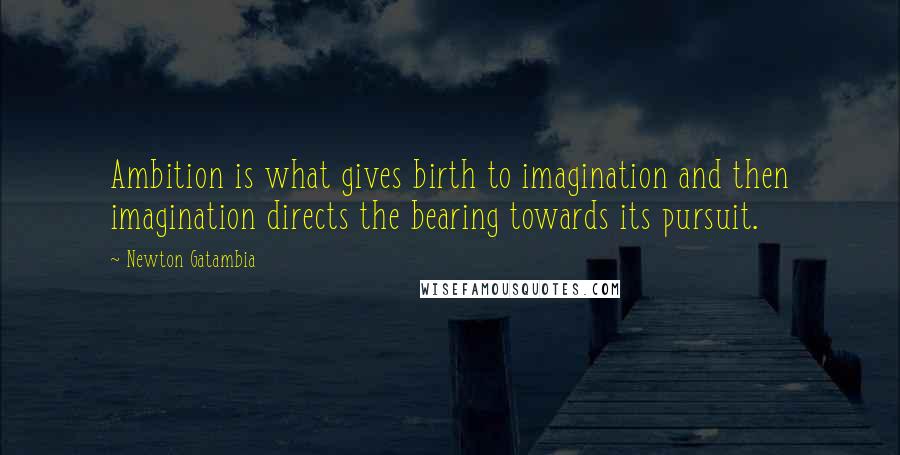 Newton Gatambia quotes: Ambition is what gives birth to imagination and then imagination directs the bearing towards its pursuit.