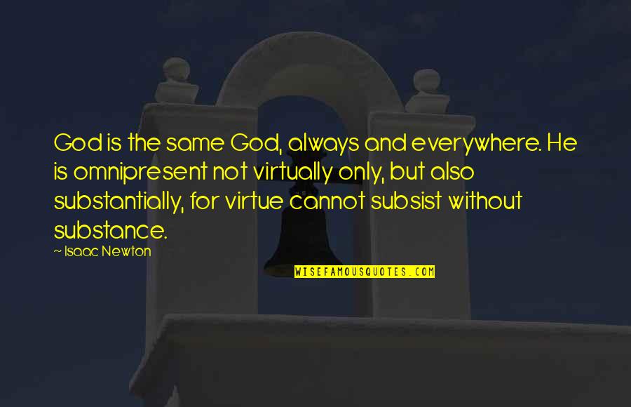 Newton God Quotes By Isaac Newton: God is the same God, always and everywhere. Newton God Quotes By Isaac Newton: God is the same God, always and everywhere.