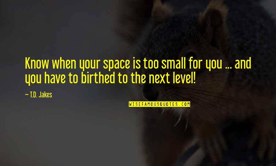 Next Level Quotes By T.D. Jakes: Know when your space is too small for